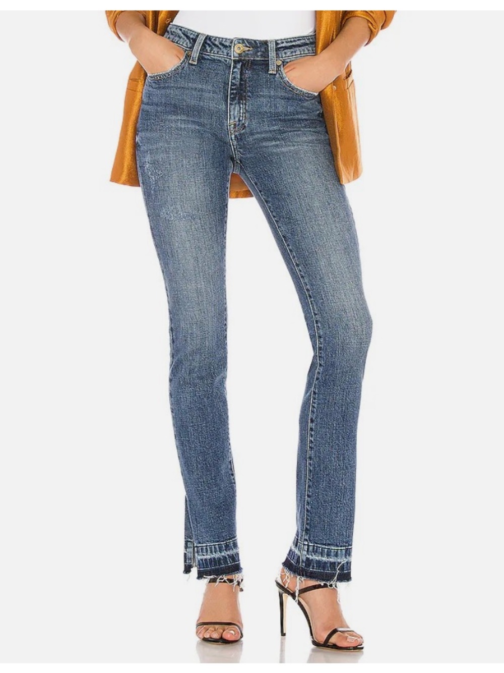 Pistola x Revolve Emme Mid Rise Slim Raw Hem Jeans in Soho